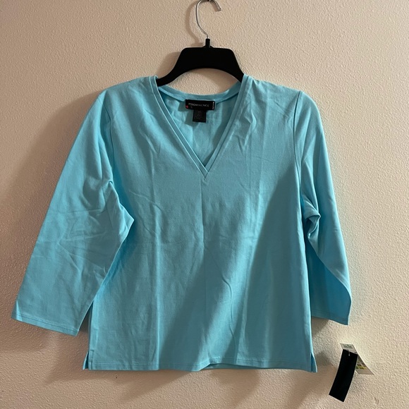 Prominance Tops - Prominence Blue Top Petite Large NWT